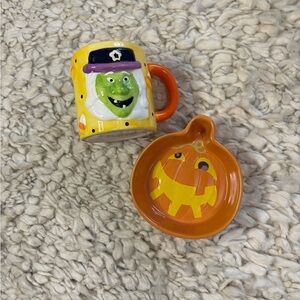 Halloween Mug and Pumpkin Dish Set